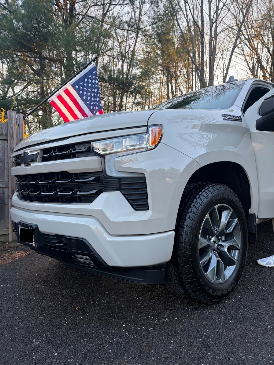 Detailed white Chevrolet Silverado RST exterior